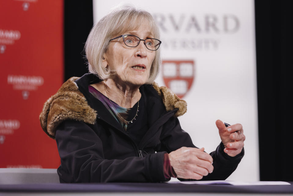 CAMBRIDGE, MASSACHUSETTS - OCTOBER 9: Claudia Goldin, the Henry Lee Professor of Economics at Harvard University, speaks at a press conference after being named this year's Nobel Laureate in the Economic Sciences at Harvard University on October 9, 2023 in Cambridge, Massachusetts. The Royal Swedish Academy of Sciences notified her of the award earlier this morning. (Photo by Carlin Stiehl/Getty Images)