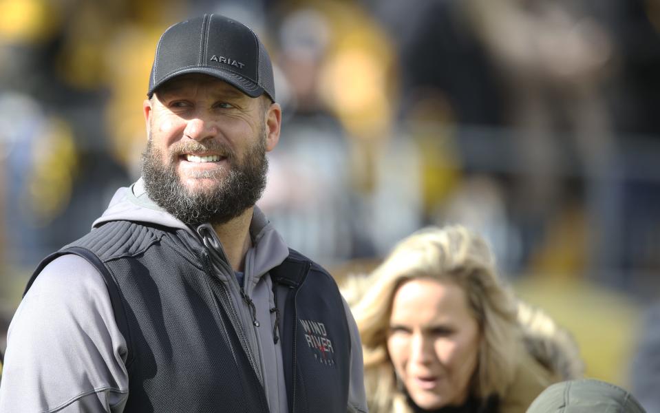 Pittsburgh Steelers former quarterback Ben Roethlisberger in attendance as the Steelers host the New Orleans Saints at Acrisure Stadium.