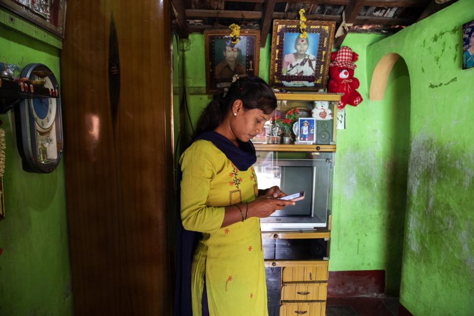 Karya Inc. worker Preethi P. working at home in Agara, Karnataka, India, on Sept. 25.