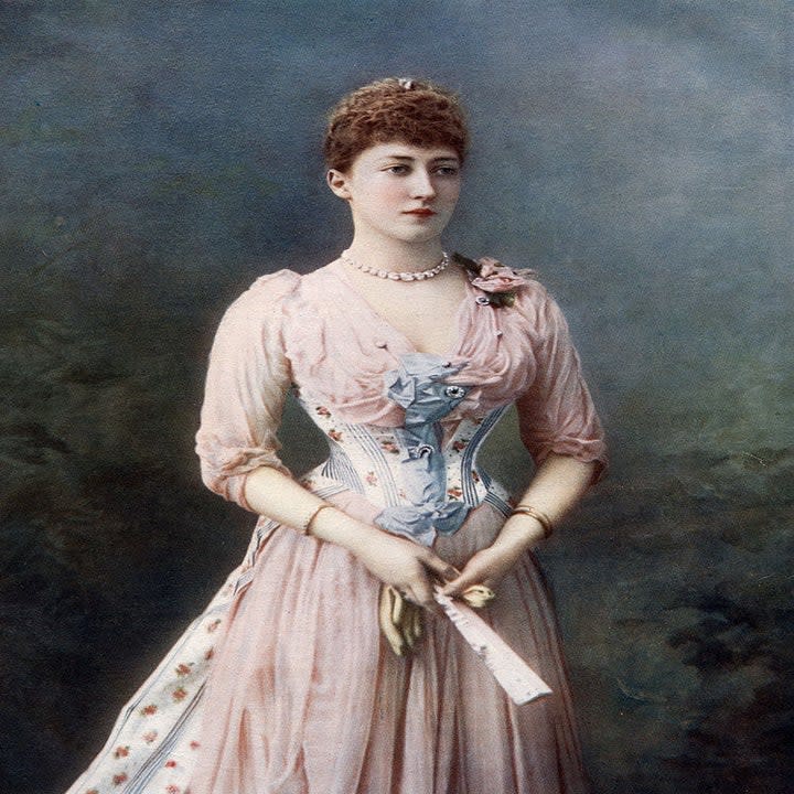Painting of a late 19th century woman in a corset