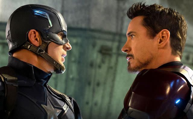 Marvel Studios Captain America (Chris Evans) and Iron Man (Robert Downey Jr) in Captain America: Civil War