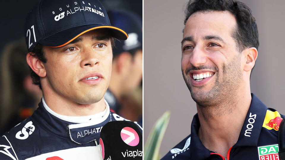 Pictured left to right, F1 drivers Nyck De Vries and Daniel Ricciardo.