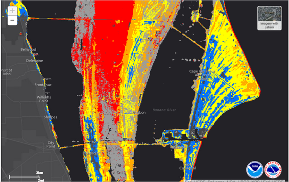 An experimental storm inundation graphic for Cape Canaveral.