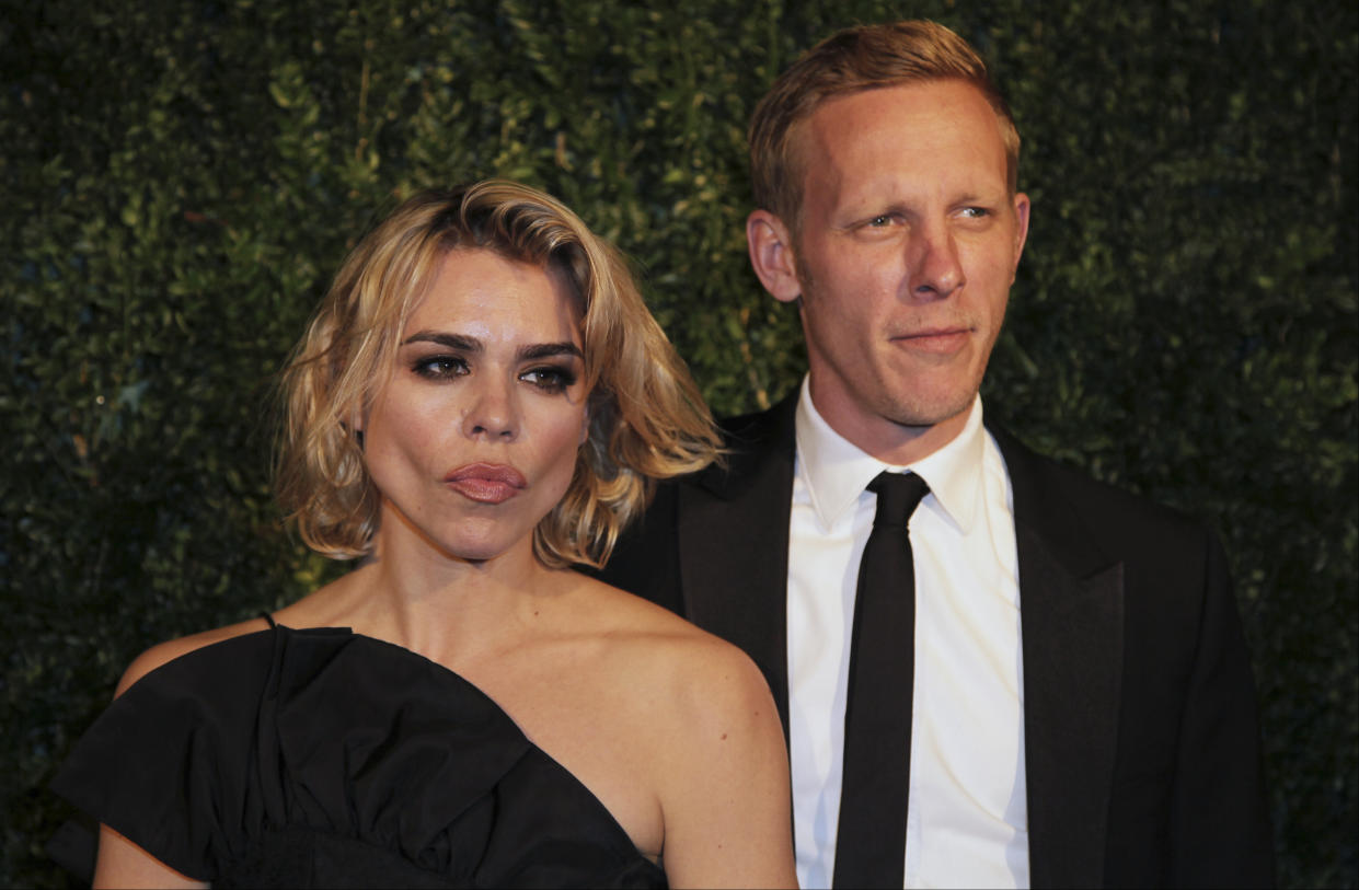 Actors Billie Piper  and Laurence Fox pose for photographers on arrival at the Evening Standard Theatre Awards, on Sunday Nov 30, 2014 in Central London. (Photo by Grant Pollard/Invision/AP)