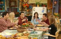 <p><strong>Plot: </strong>Monica and Chandler try to get out of <a href="https://www.housebeautiful.com/entertaining/holidays-celebrations/g11/thanksgiving-table-setting-ideas-1011/" rel="nofollow noopener" target="_blank" data-ylk="slk:hosting Thanksgiving;elm:context_link;itc:0;sec:content-canvas" class="link ">hosting Thanksgiving</a> dinner, having enough on their plate (aha!) with their adoption process, but Phoebe manipulates Monica into trying to top last year's feast. However, when the day arrives, the guys decide to go to a hockey game, and the gals enter Emma in a pageant, and everyone ends up being 45 minutes late to dinner. Of course, Monica and Chandler are not pleased, and try to punish their four late friends.</p><p><strong>Why: </strong>There's a lot to love about this episode—Emma dressed up in Louisa May Emory's cowgirl outfit, Joey using his weird staring trick, Chandler and Monica FINALLY getting a baby—but the jokes fall just a smidge flat. Nonetheless, it's the last <em>Friends</em> Thanksgiving episode!</p><p><strong>Best Home Moment: </strong>We love the ingenuity of Monica keeping her friends out of the apartment by using the chain on the door, mostly because it allows for Joey's to slip his head in and try to stare the Bings down. </p><p><a class="link " href="https://www.amazon.com/dp/B01NATQNKT?tag=syn-yahoo-20&ascsubtag=%5Bartid%7C10057.g.23000527%5Bsrc%7Cyahoo-us" rel="nofollow noopener" target="_blank" data-ylk="slk:BUY YELLOW PEEPHOLE FRAME;elm:context_link;itc:0;sec:content-canvas">BUY YELLOW PEEPHOLE FRAME</a></p>