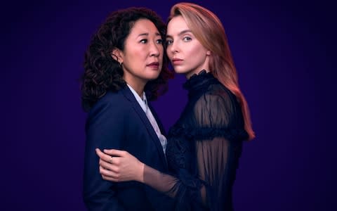 Sandra Oh (left) and Jodie Comer in Killing Eve - Credit: BBC