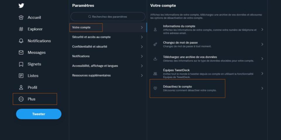 Supprimer compte Twitter
