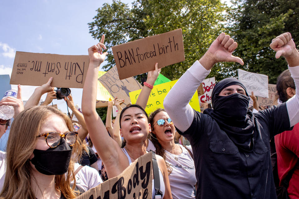 Abortion rights demonstrators gather outside the Supreme Court in Washington, D.C. on June 24, 2022.<span class="copyright">Jason Andrew for TIME</span>