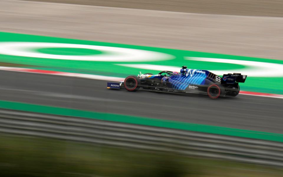 Williams driver George Russell of Britain steers his car during qualifying for Sunday's Formula One Turkish Grand Prix at the Intercity Istanbul Park circuit in Istanbul, Turkey, Saturday, Oct. 9, 2021. - (AP Photo/Francisco Seco)