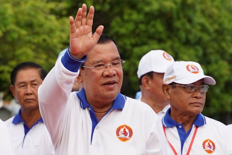 Cambodia’s Prime Minister Hun Sen and president of the ruling Cambodian People’s Party attends an election campaign for the upcoming national election in Phnom Penh