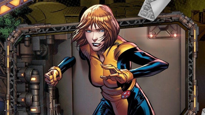 Kitty Pryde morphs through a wall in her Marvel Snap card art.