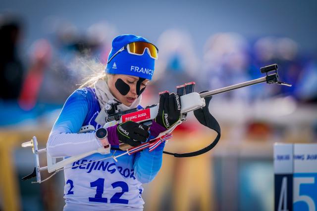 Anais Chevalier-bouchet of Team France competes during the Olympic Games 2022, Women&#39;s Biathlon 15 km Individual on February 7, 2022 in Zhangjiakou China.