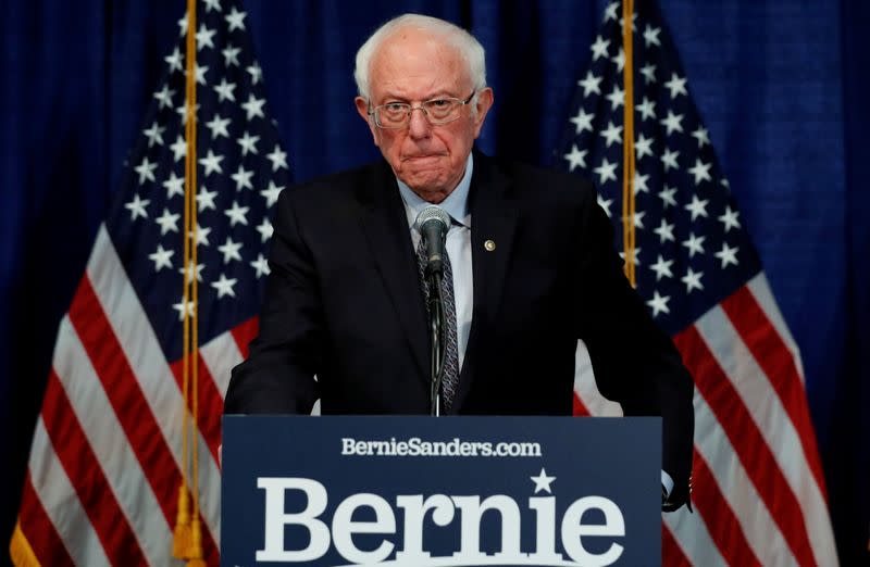 U.S. Democratic presidential candidate Senator Bernie Sanders addresses news conference in Burlington, Vermont