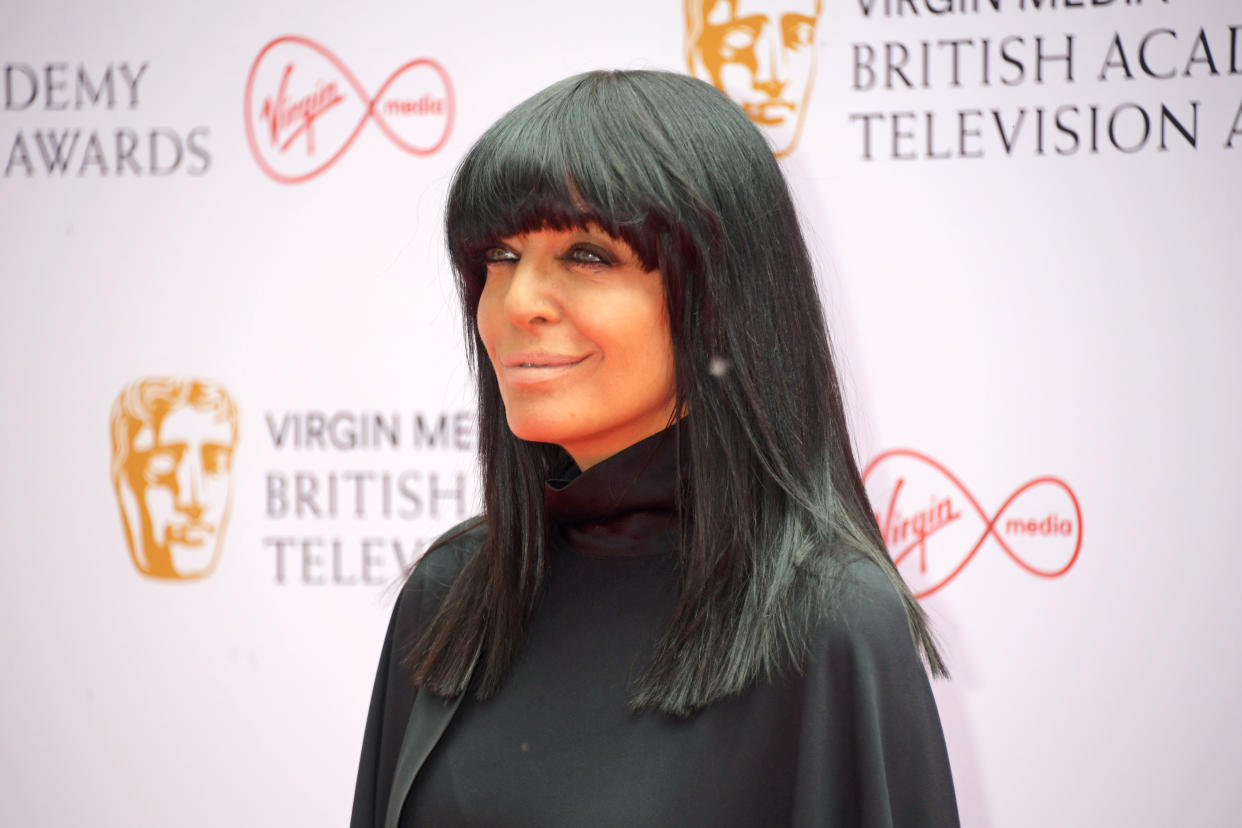 Claudia Winkleman, shown here at the 2021 BAFTAs, won over viewers with her catsuit-style outfit. (Getty)