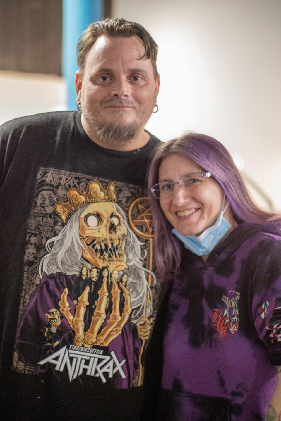 Sean McGill and Carrie McGill, pose for a photo at DragonsBane Tattoo & Body Piercing, 432 Columbia Street, Tuesday, Dec. 28, 2021, in Lafayette.