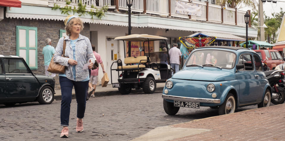 This image released by Netflix shows Meryl Streep in a scene from "The Laundromat," in theaters on Sept. 27. (Claudette Barius/Netflix via AP)