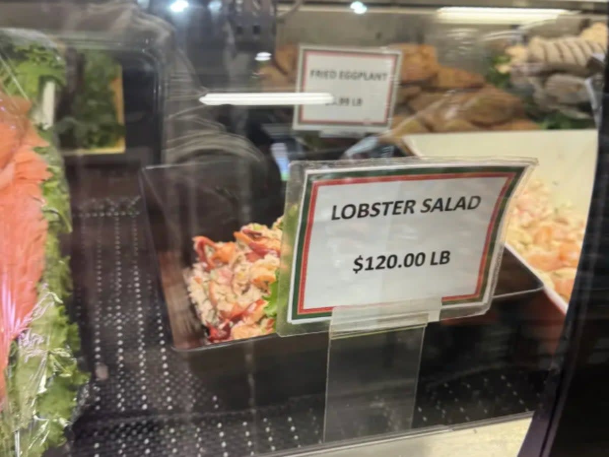 A well-known deli in East Hampton, New York, is offering a pound of lobster salad for $120 (Reddit)