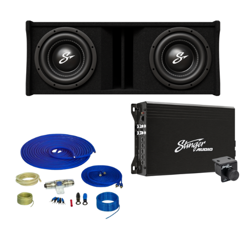 Dual 12-inch 2400-Watt Complete Subwoofer Enclosure Bass Kit against white background