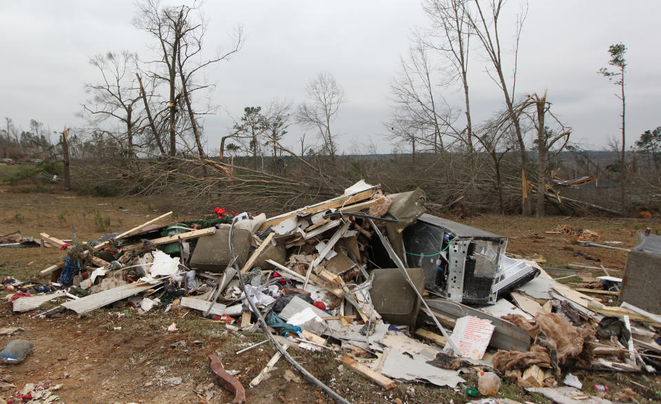 Damage is seen from a tornado which killed at least 23 people in Beauregard, Alabama on March 4, 2019.  (Photo: Tami Chappell/AFP/Getty Images)