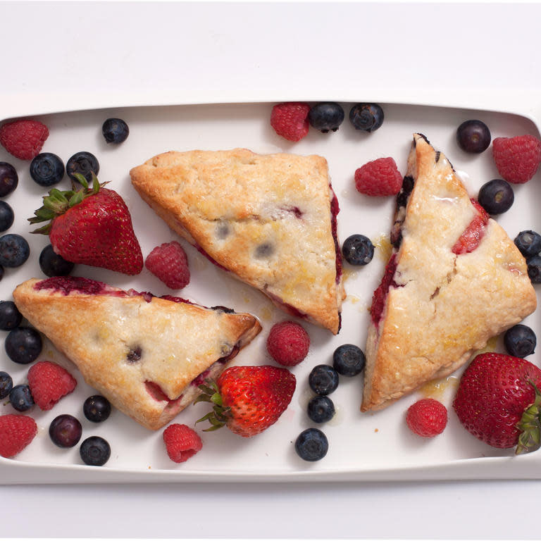 Mixed Berry Scones With Lemon Ginger Glaze 