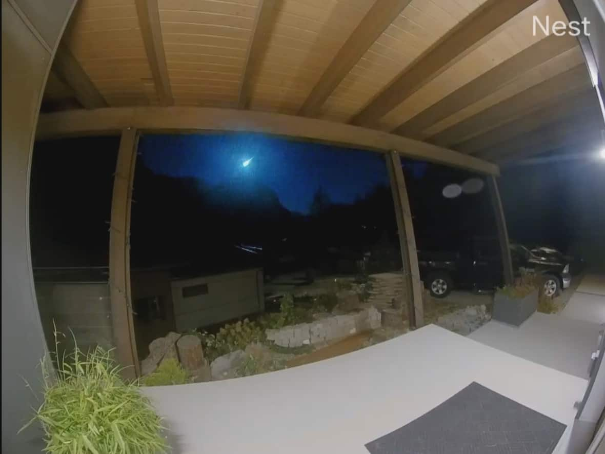 Matteo Abel of Squamish, B.C., captured video of the meteor on his doorbell camera on Oct. 12, 2022.   (xx - image credit)