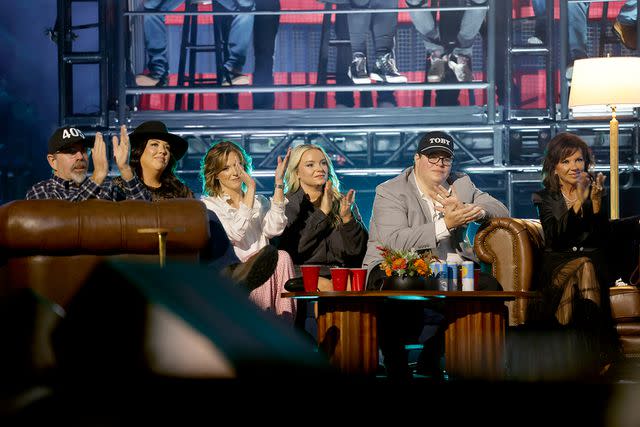 <p>Jason Kempin/Getty</p> (L-R) Tracy Keith, Krystal Keith, Shelley Covel, Haley Covel, Stelen Covel and Tricia Covel attend the taping of 'Toby Keith: American Icon.'