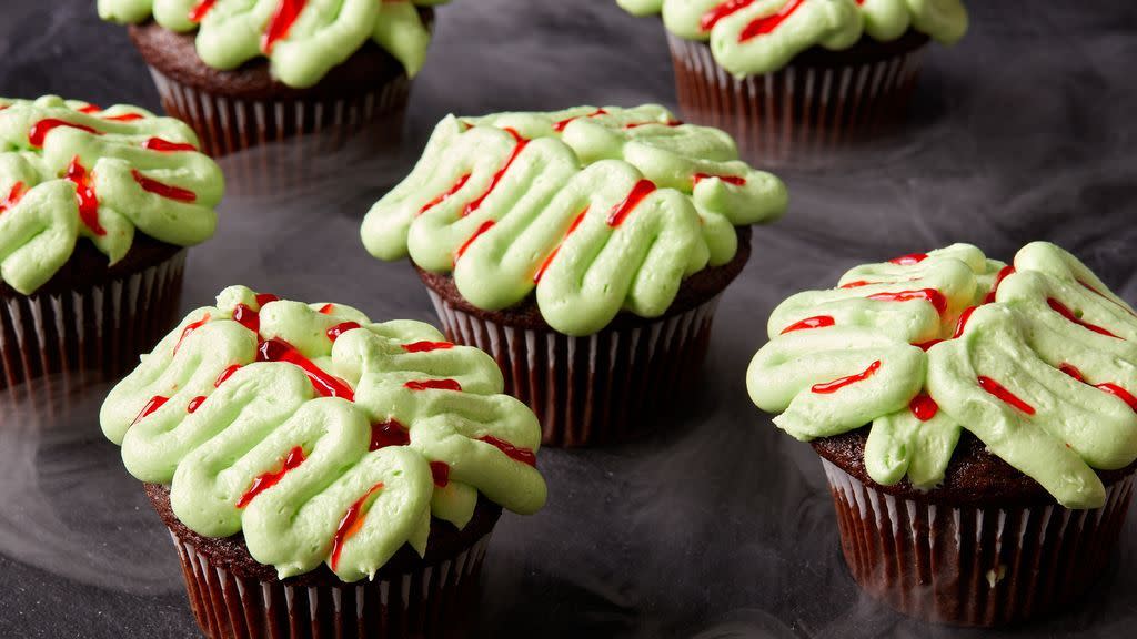 zombie brain cupcakes