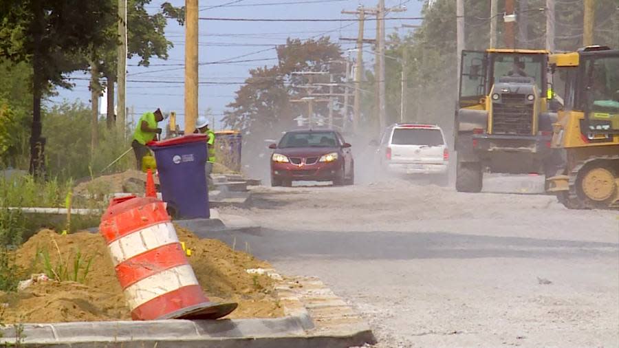 Construction along Cesar E. Chavez Avenue in Grand Rapids. (September 16, 2024)