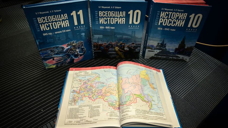 The book includes a map showing occupied Ukraine as being a part of Russia. - Yuri Kadobnov/AFP/Getty Images