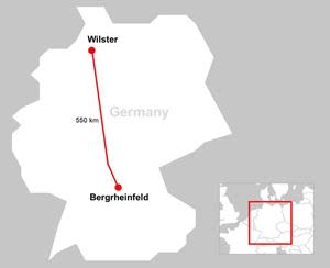 SuedLink DC4 transmits electricity between Wilster in the north and Bergrheinfeld in the south