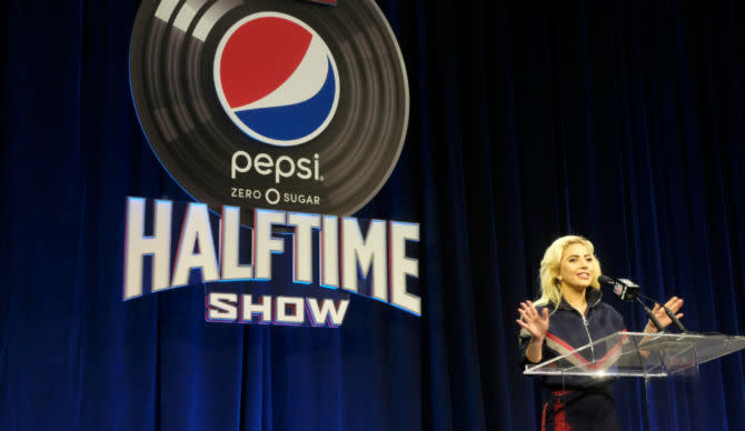 Lady Gaga at Super Bowl Halftime Show Press Conference