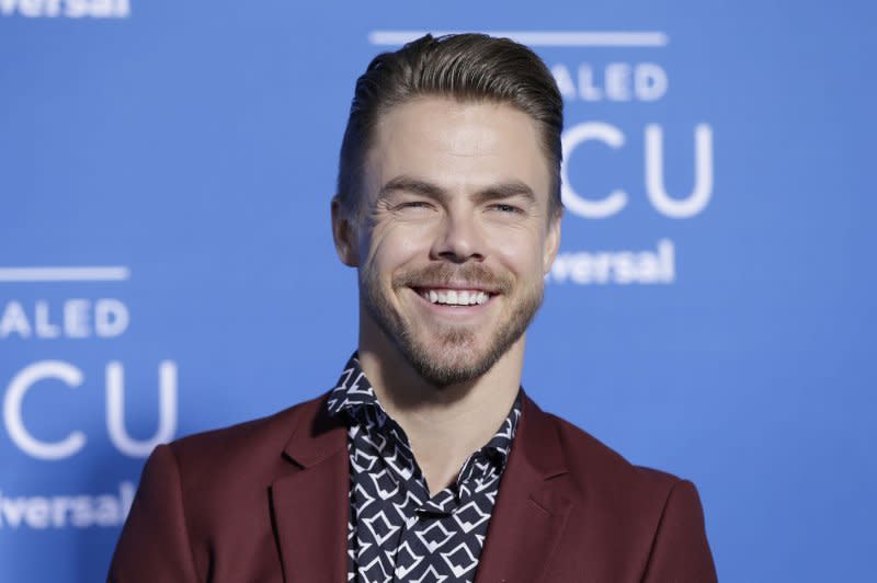 Derek Hough arrives on the red carpet at the 2017 NBCUniversal Upfront at Radio City Music Hall in New York City. File Photo by John Angelillo/UPI