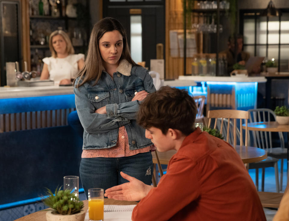 FROM ITV

STRICT EMBARGO  - No Use Before Tuesday 6th June 2023

Coronation Street - Ep 1098182

Friday 16th June 2023

Amy Barlow [ELLE MULVANEY] shows Aaron [JAMES CRAVEN] her written retraction but when he points out that it doesnâ€™t make sense, Amy sees red, telling him itâ€™s hard to make sense of a pack of lies and if he doesnâ€™t like it, he should write it himself and sheâ€™ll sign it. As he struggles to write the retraction, Aaron goes back over that night.

Picture contact - David.crook@itv.com

Photographer - Danielle Baguley

This photograph is (C) ITV and can only be reproduced for editorial purposes directly in connection with the programme or event mentioned above, or ITV plc. This photograph must not be manipulated [excluding basic cropping] in a manner which alters the visual appearance of the person photographed deemed detrimental or inappropriate by ITV plc Picture Desk. This photograph must not be syndicated to any other company, publication or website, or permanently archived, without the express written permission of ITV Picture Desk. Full Terms and conditions are available on the website www.itv.com/presscentre/itvpictures/terms
