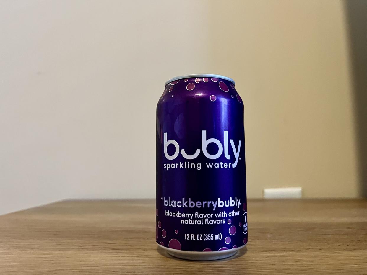 a can of blackberry bubly sparkling water