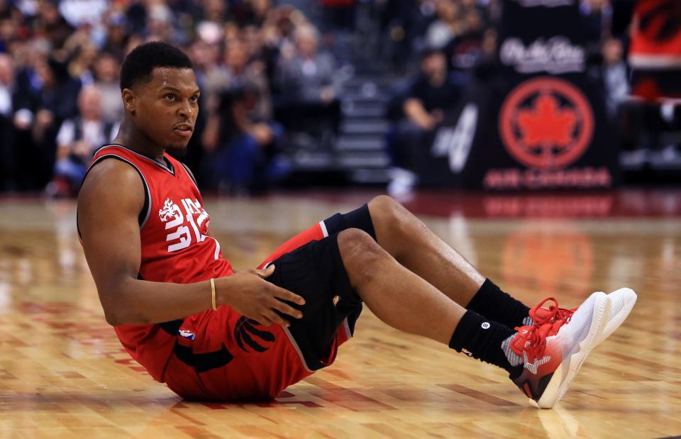 Knock him down all you want -- Kyle Lowry will never stop coming. (Getty Images)