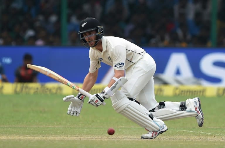 New Zealand's captain Kane Williamson (seen here) put on a 117-run second wicket partnership with Tom Latham during the second day of the first Test match between India and New Zealand in Kanpur on September 23, 2016