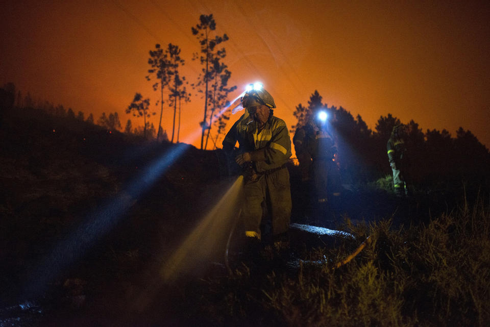 Forest fires burn in Galicia region