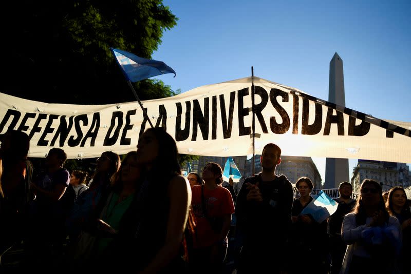 Protest against Argentine's President Milei's "chainsaw" cuts on public education, in Buenos Aires