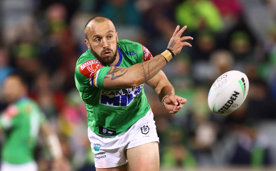 Pictured here, Canberra's Josh Hodgson in action for the Raiders.