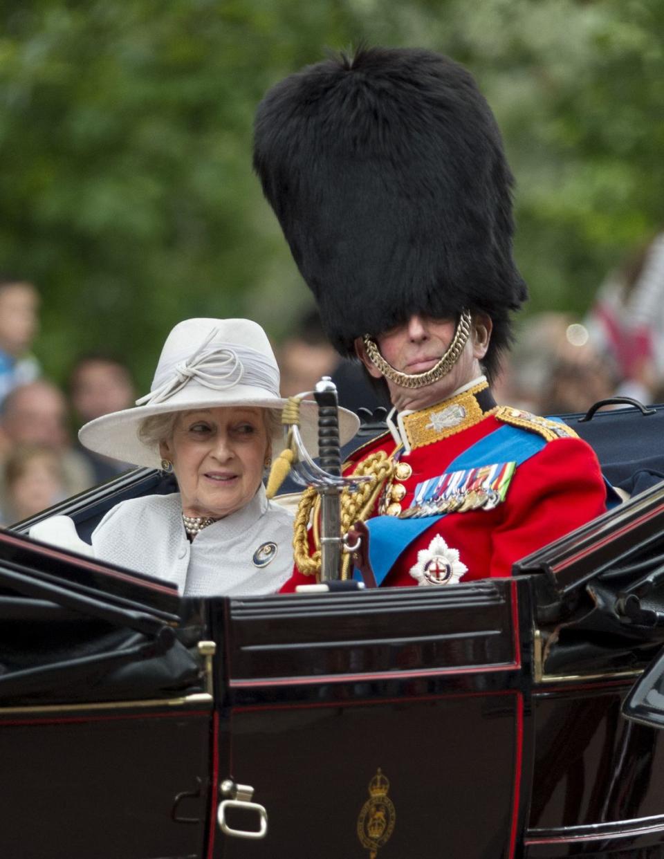 <p>In 2014, Princess Alexandra and Prince Edward rode in a carriage at Trooping the Colour together. Edward's wife, the Duchess of Kent, stepped back from royal duties in the early 2000s, so he is largely accompanied by his sister to public events.</p>