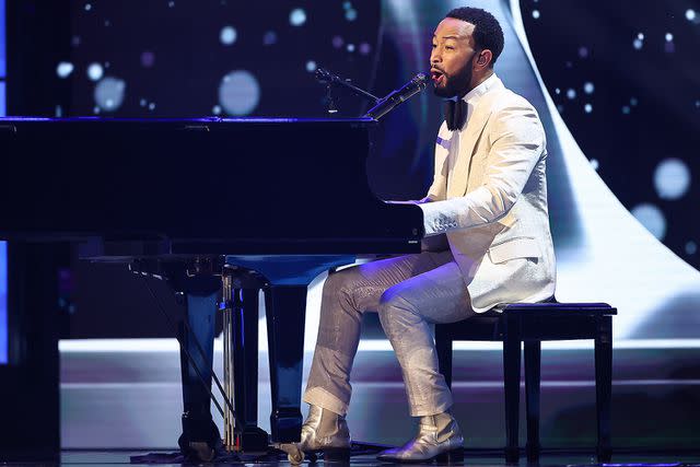 <p>Hector Vivas/Getty</p> John Legend performs during the 72nd Miss Universe Competition on November 18, 2023 in San Salvador, El Salvador