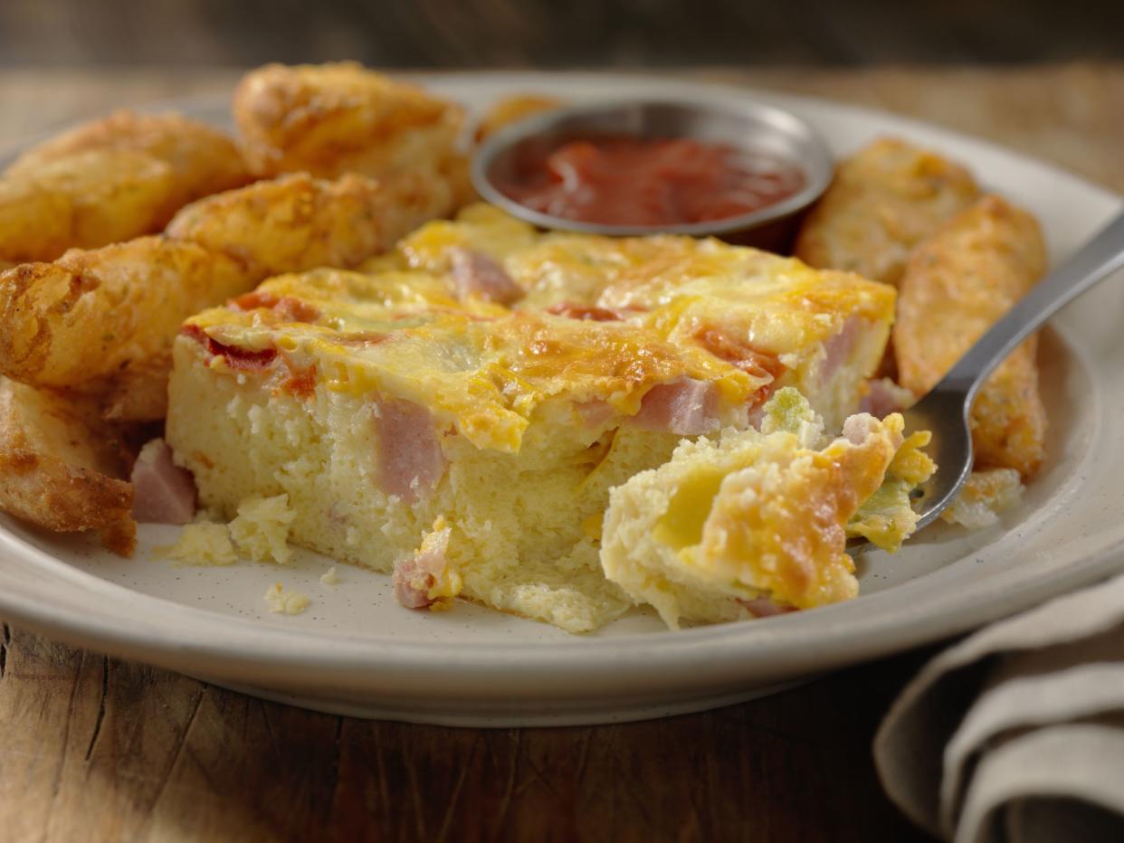 Western Frittata with Home Fries, Ham, Peppers and Cheddar Cheese