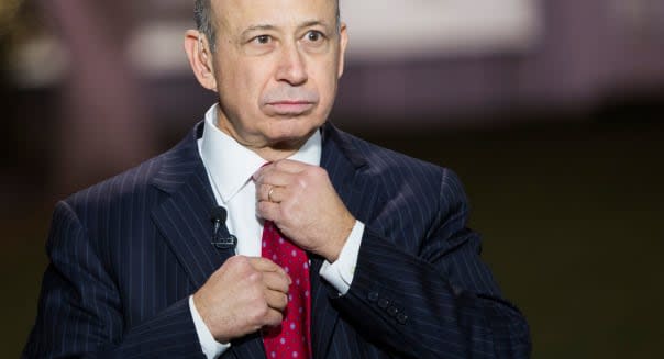 Lloyd Blankfein, Chairman and CEO of Goldman Sachs speaks outside of the White House.