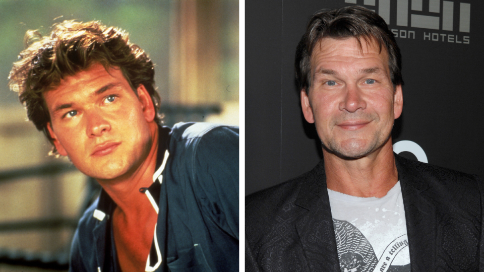 Patrick Swayze pictured in 1987 and 2007