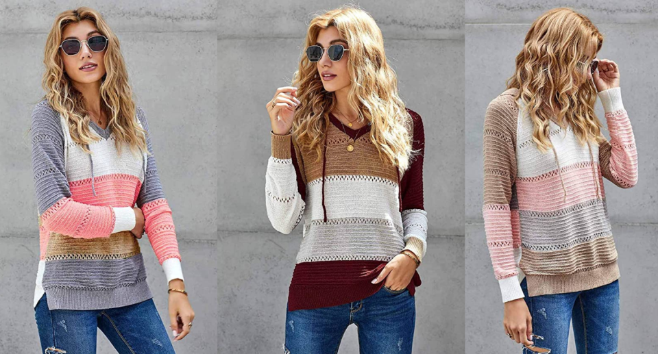 This trending sweater has increased more than 20,000% in sales this week. Images via Amazon.