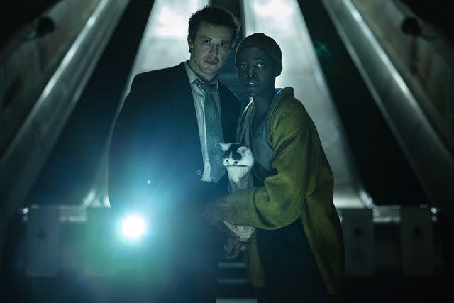 <p>Gareth Gatrell/Paramount Pictures</p> Lupita Nyong'o and Joseph Quinn in 'A Quiet Place: Day One'.