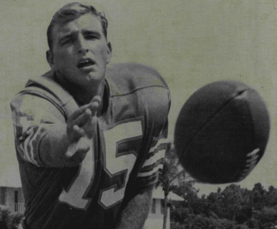 Miami Dolphins quarterback John Stofa guided the team to three straight wins to close out the inaugural 1966 season.
