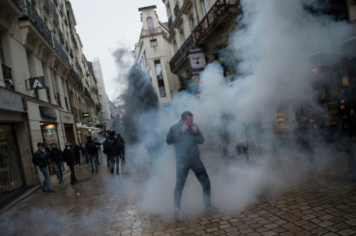 Police fired teargas during protests in Nantes