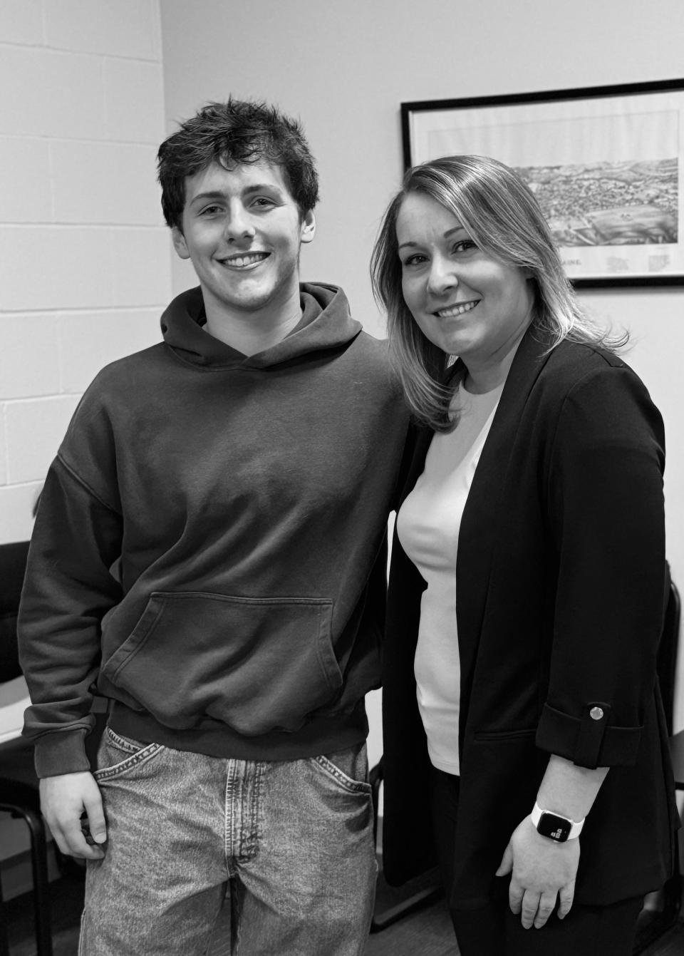 Sanford High School Senior Aidan Gendron won the 2024 Principal's Award from the Maine Principals Association. Gendron is pictured with SHS Principal Amanda Doyle.