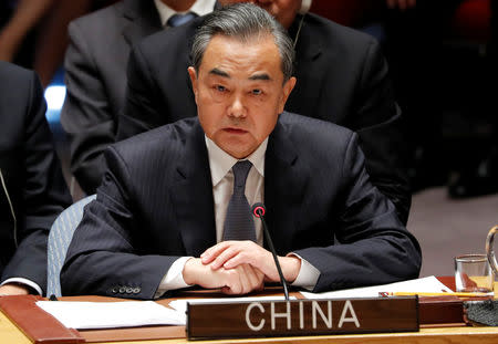 China's Foreign Minister Wang Yi at the 73rd session of the United Nations General Assembly at U.N. headquarters in New York, U.S., September 26, 2018. REUTERS/Carlos Barria/File Photo